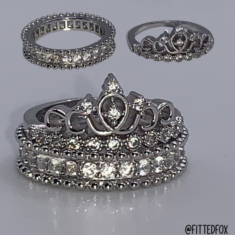 RHINE STONE STACKING RINGS | SET OF 2 | 1 CROWN RING 1 RHINESTONE BAND | SIZE 6